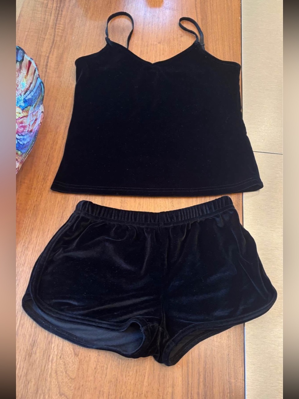 Katie J NYC Black Velvet Cami & Short Sleep Set
